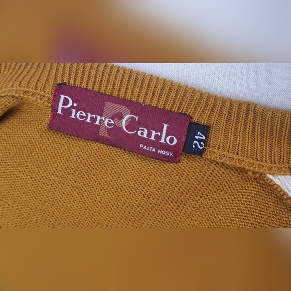 Pierre Carlo Men's Sweater Vest Dark Golden Mustard Vintage 90s 80s Large 42 - Picture 14 of 15